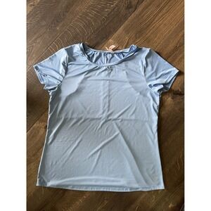 Adrienne Vittadini Sport Top Athletic Activewear Short Sleeve Blue Size L